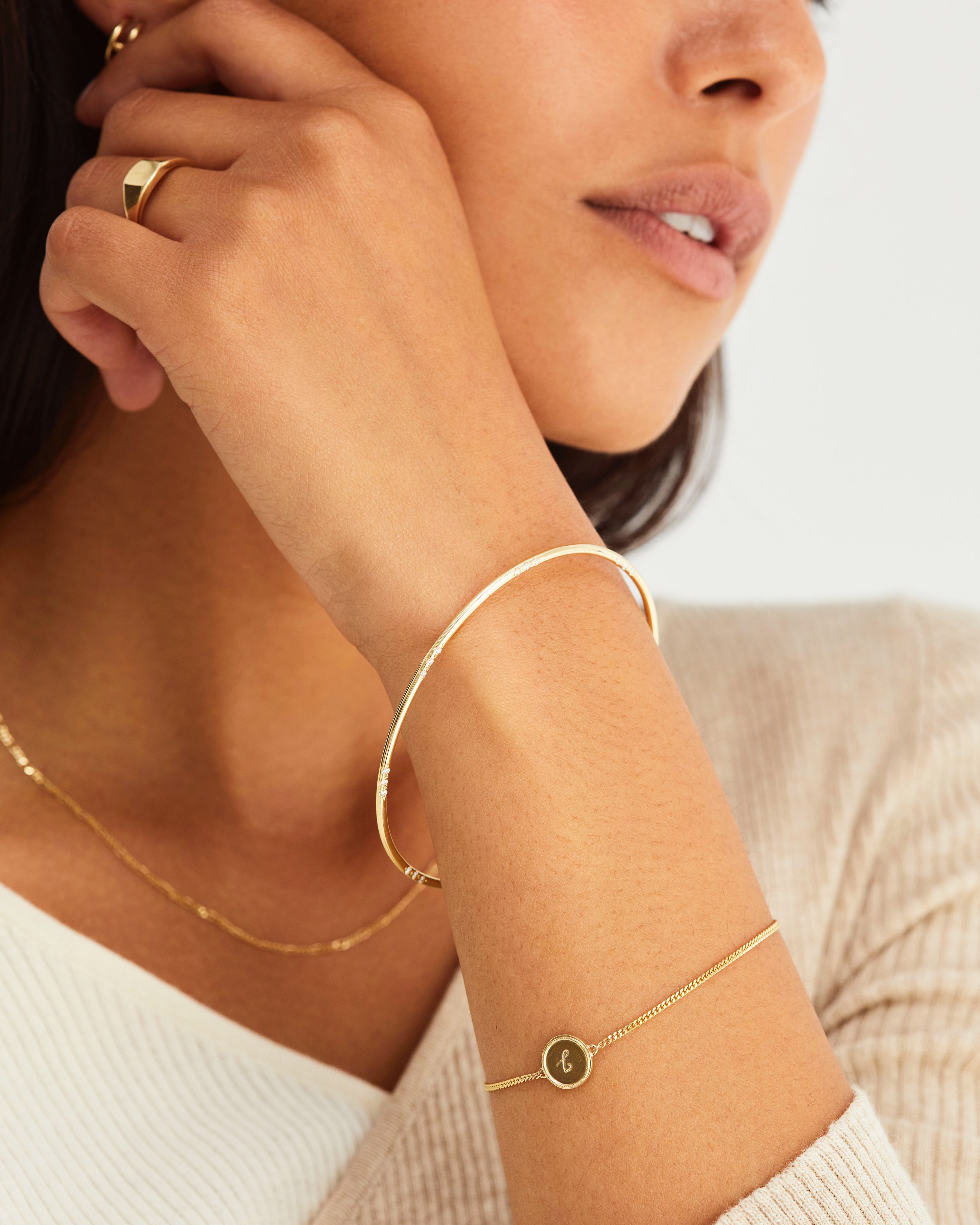 Precious Initial Bracelet Yellow Gold Natalie Marie Jewellery