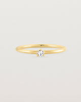 Single solitaire white diamond ring in yellow gold