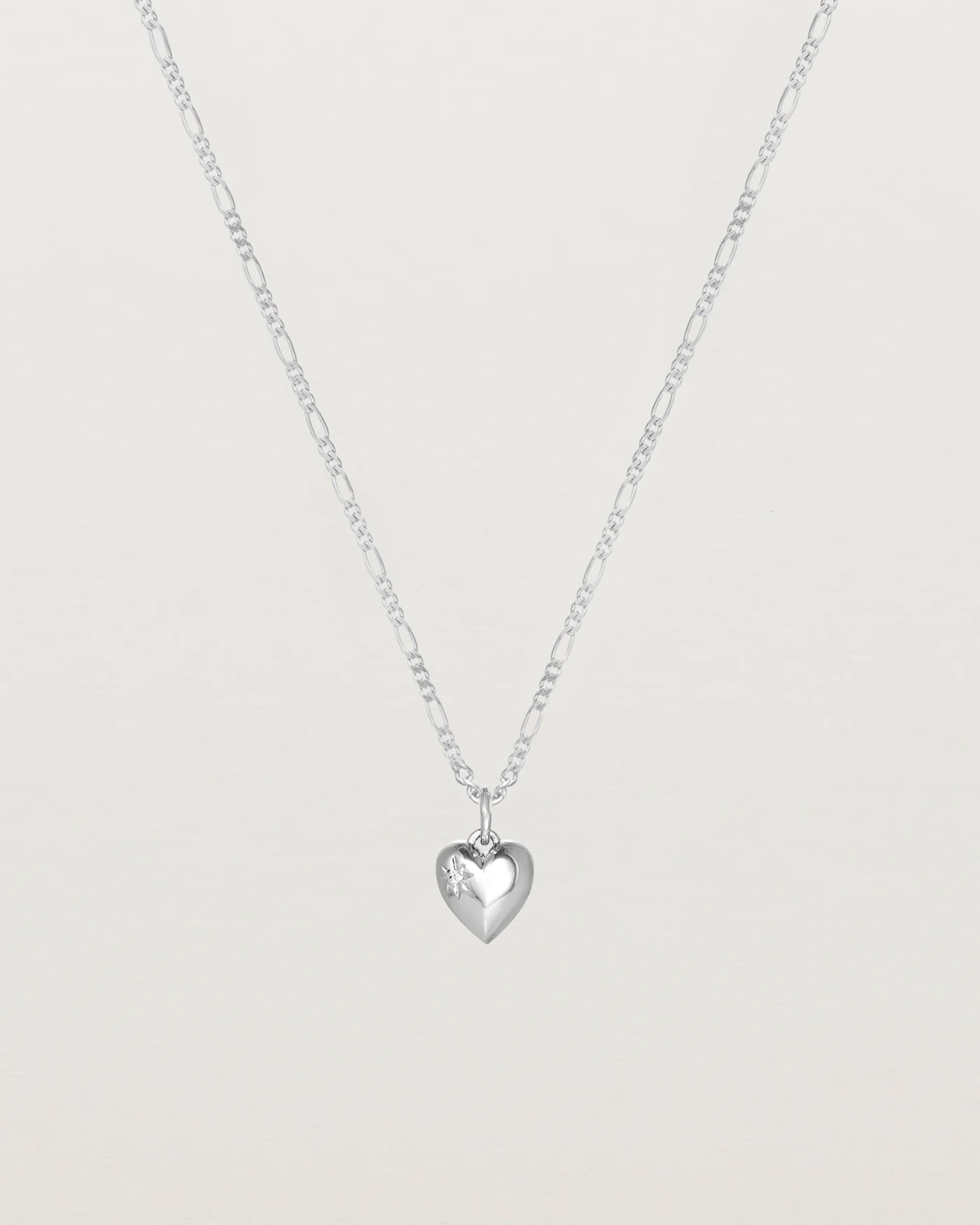 Image of a heart necklace in sterling silver.