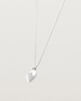 side image of the heart ella necklace in sterling silver.