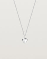 Front image of the heart ella necklace in sterling silver.