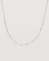 Close up image of the petits figaro necklace in sterling silver