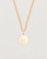 Close up image of the Petit Eily Necklace in rose gold.