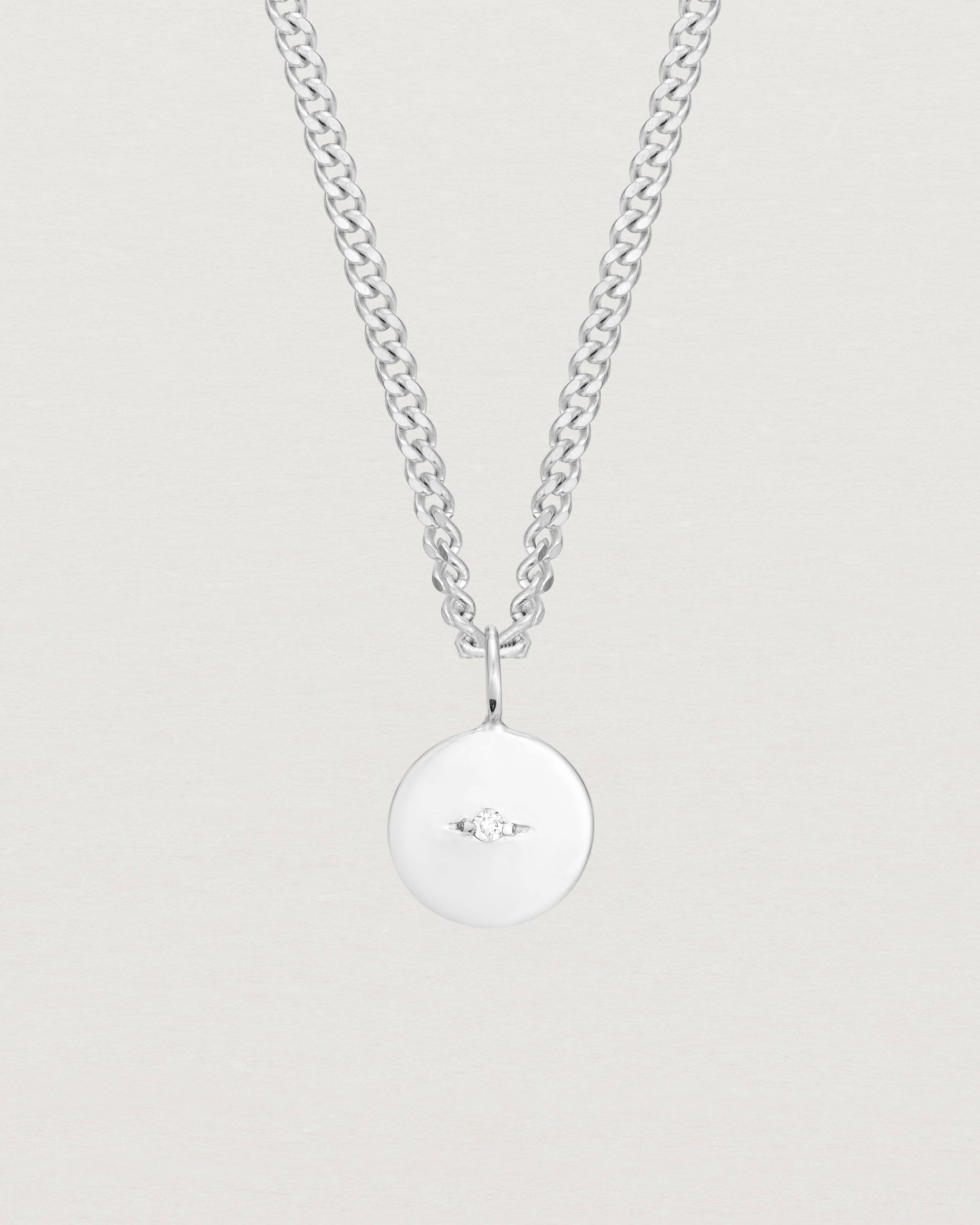 Close up image of the Petits Eily necklace in Sterling Silver