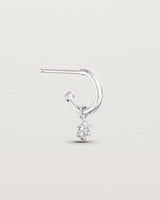 front on image of one petit starburst diamond hoops in white gold