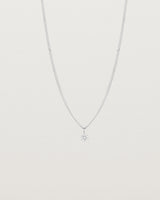 Pulled back image of the Petit Starburst Necklace in White Gold