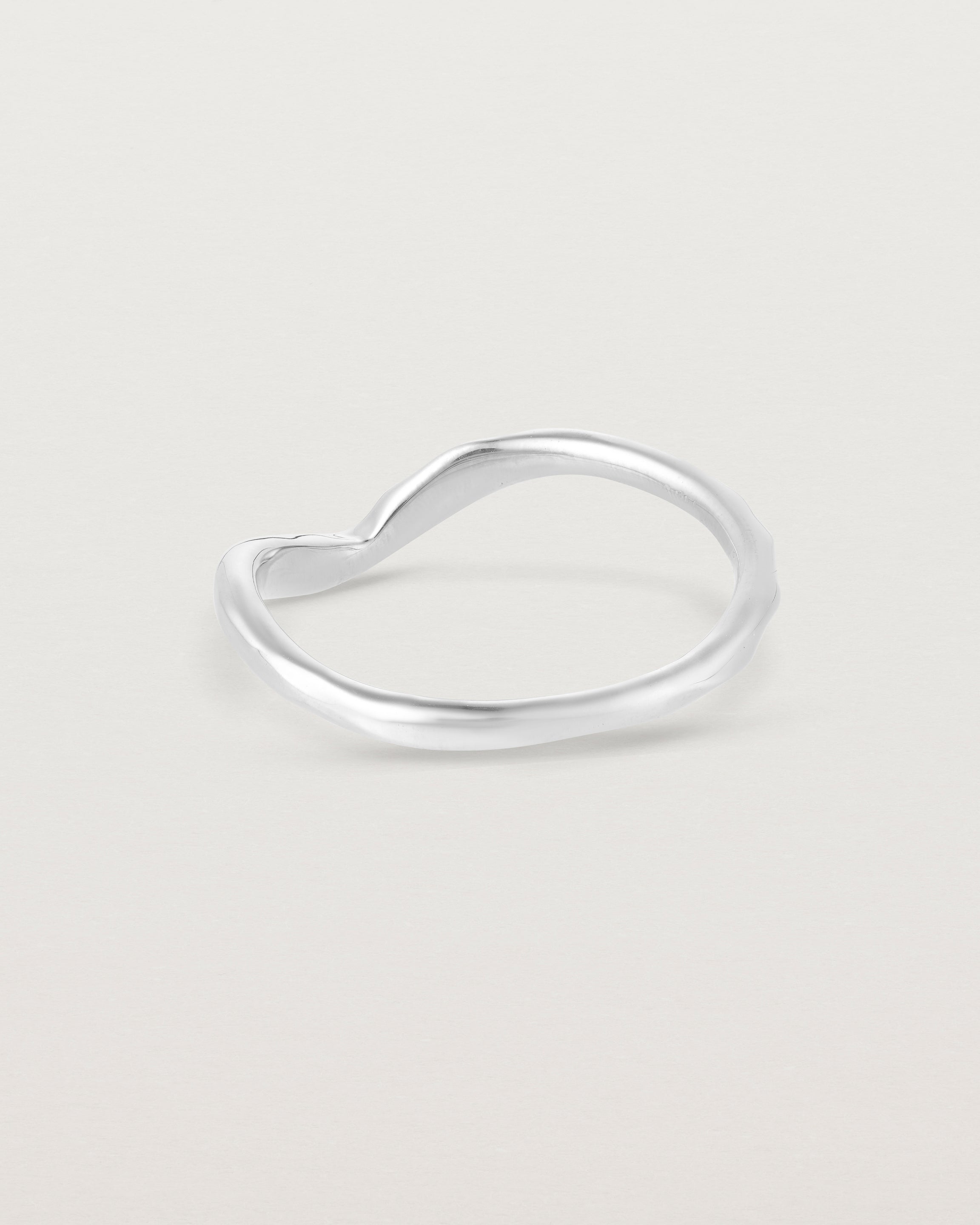 back facing deep etched white gold wedding band 