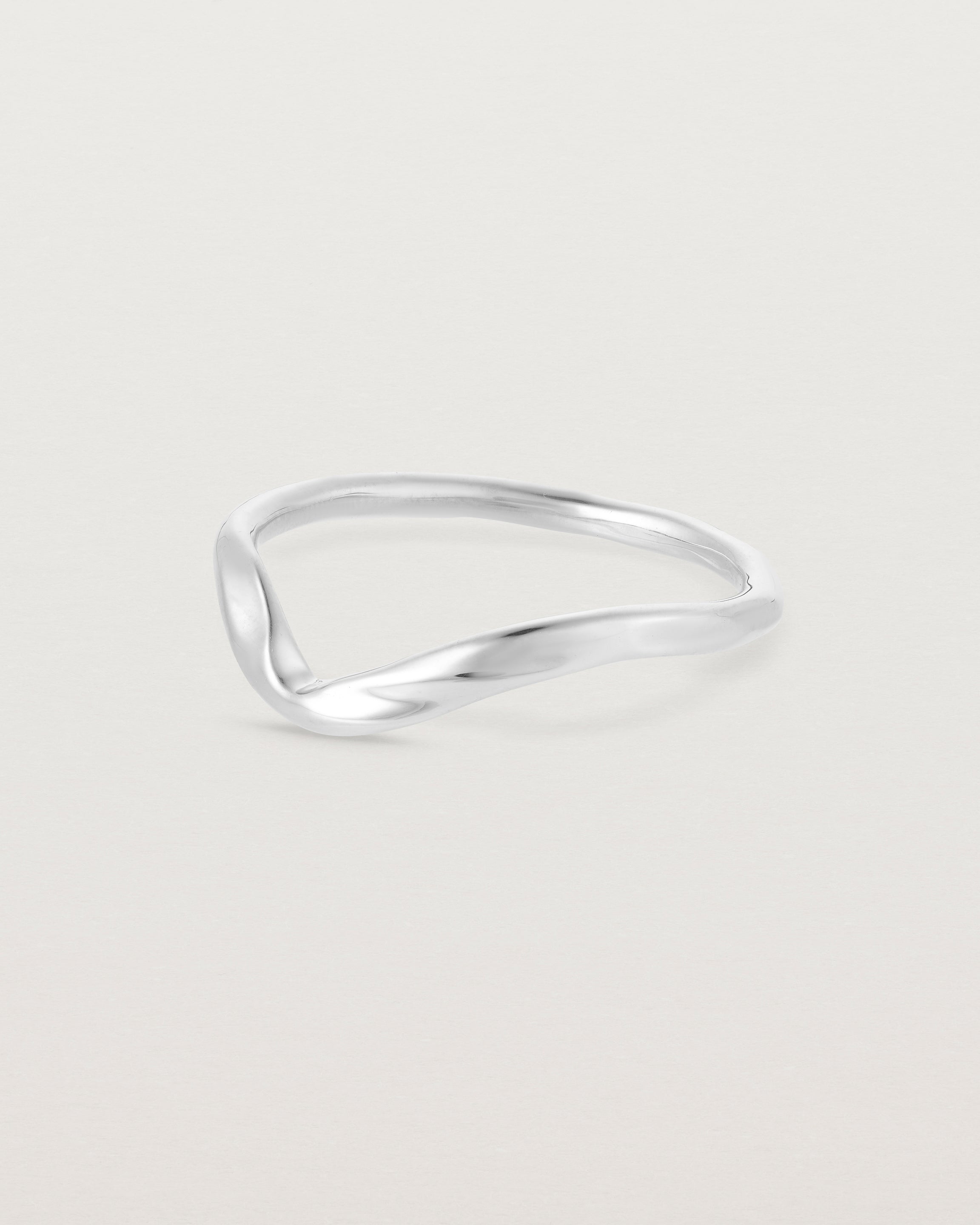 Side facing deep etched white gold wedding band 