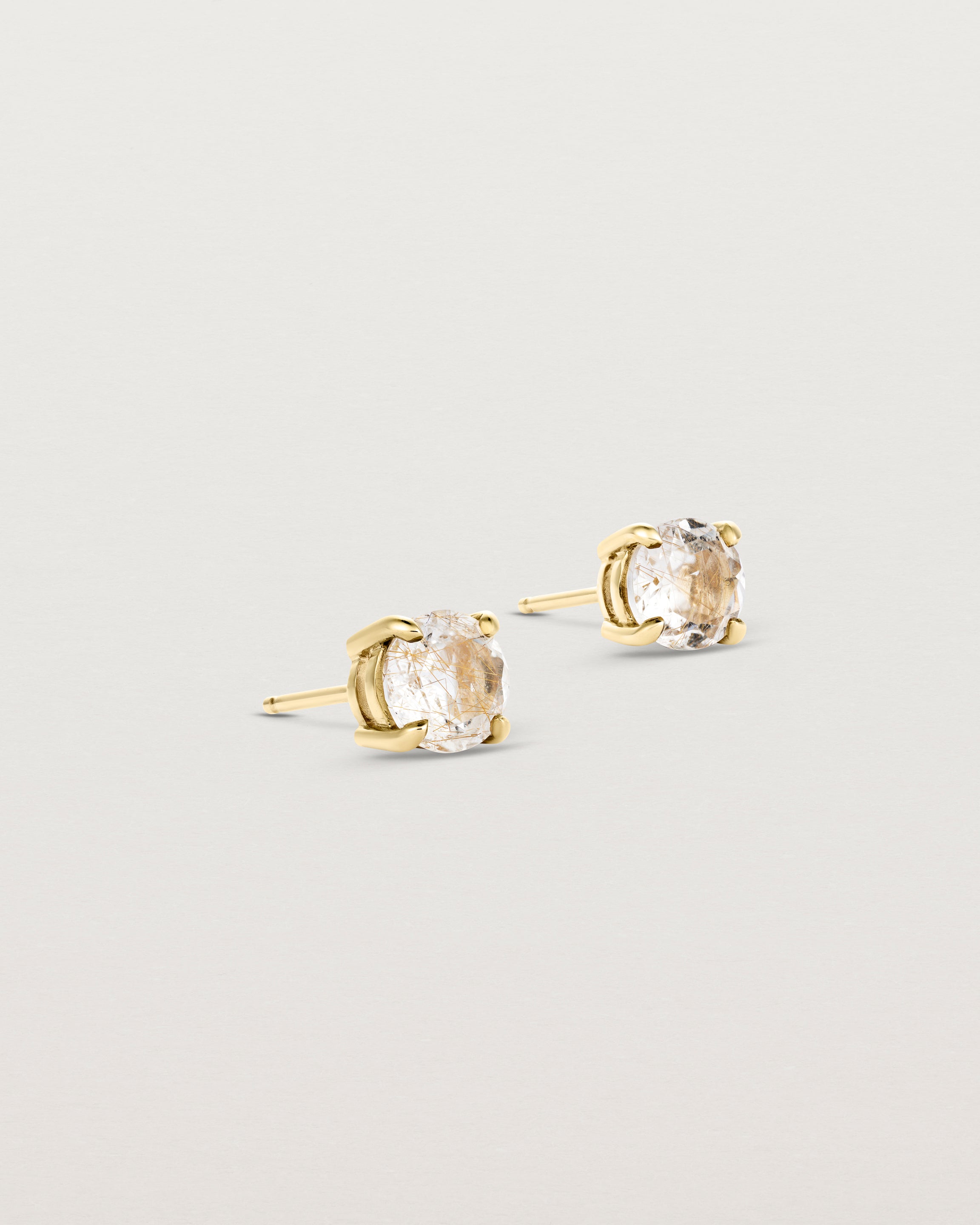 Una Studs | Rutilated Quartz | Yellow Gold | Natalie Marie Jewellery