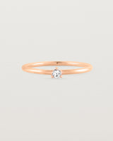 Single solitaire white diamond ring in rose gold