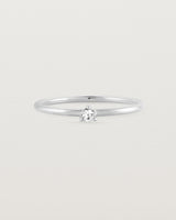 Single solitaire white diamond ring in white gold