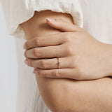 Model wearing Ceylon Sapphire Aiona stacking ring